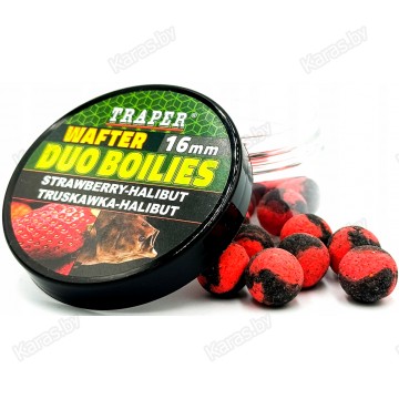 Бойлы Traper Duo Boilies Wafter 16 мм/40 г Halibut/Truskawka (Палтус/Клубника)